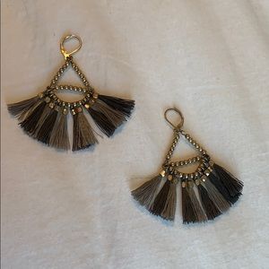 Gray & Gold Tassel Earrings